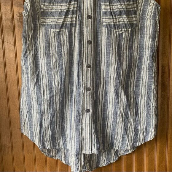 DEREK Lam 10 Crosby Striped Coastal Denim Silk Tank Top - Women Size Small - Picture 6 of 7